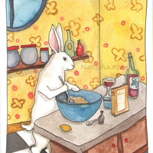 Fine Art Rabbit Print in the Kitchen - Etsy