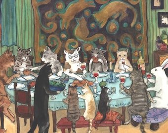 Dinner with the Kitties - Archival Fine Art Print