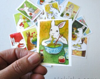 More Colorful Bunny Sticker Sets - Assorted Cute Rabbit Art Stickers - Garden, Food, Romantic, Baby bunnies