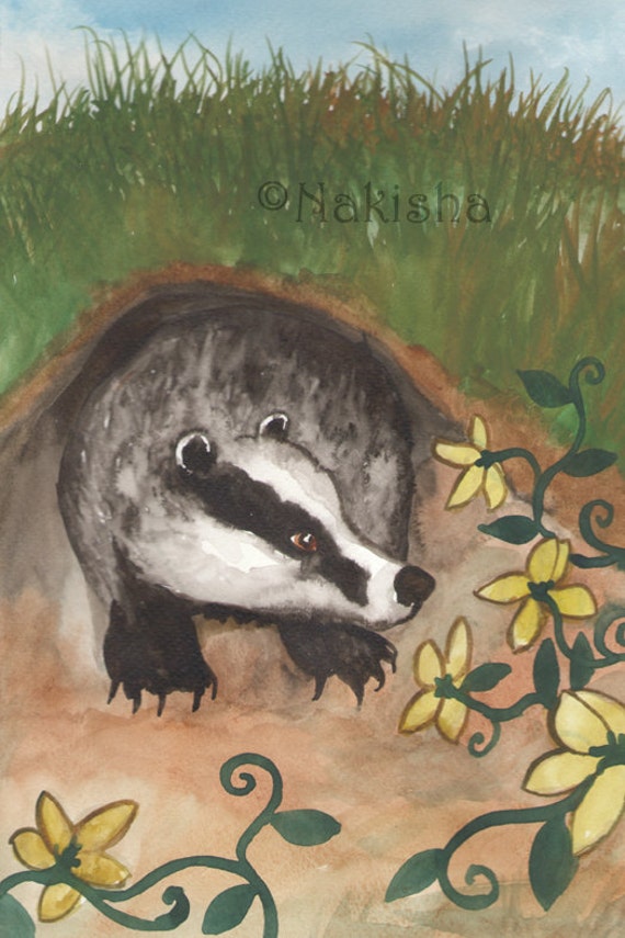 Items Similar To Original Art The King Of Badgers Watercolor