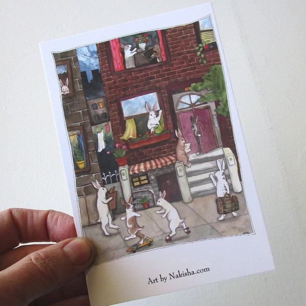 City Bunnies - Set of Six Art Postcards