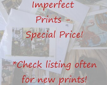 Imperfect Prints Too - Special Price - Bunny Rabbit Art, Cute Animal Wall Art, Discount Priced Seconds, Miss Prints, Fun Cute Original Art