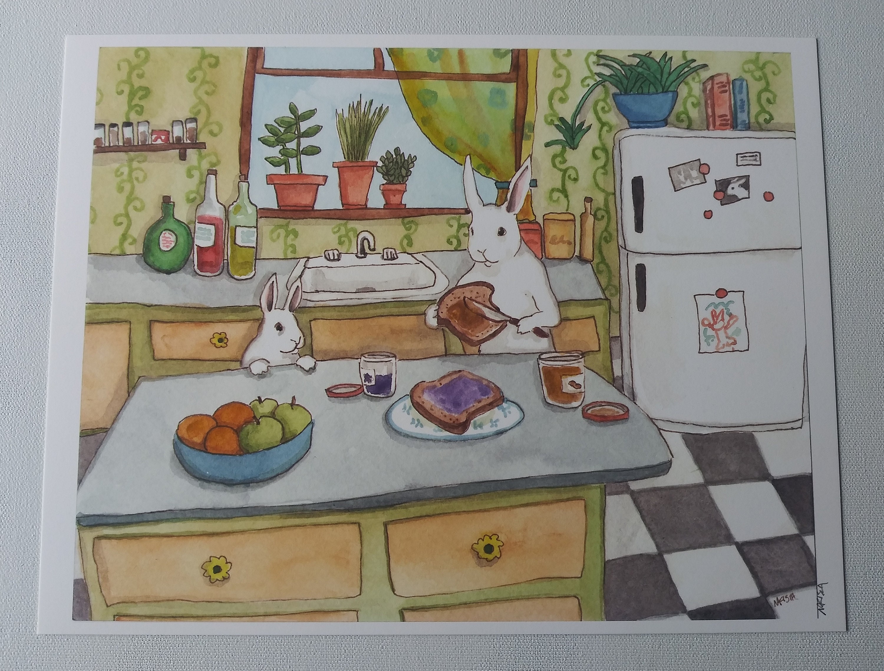 PB & J - Fine Art Print - Rabbits in the Kitchen, Making Sandwiches ...