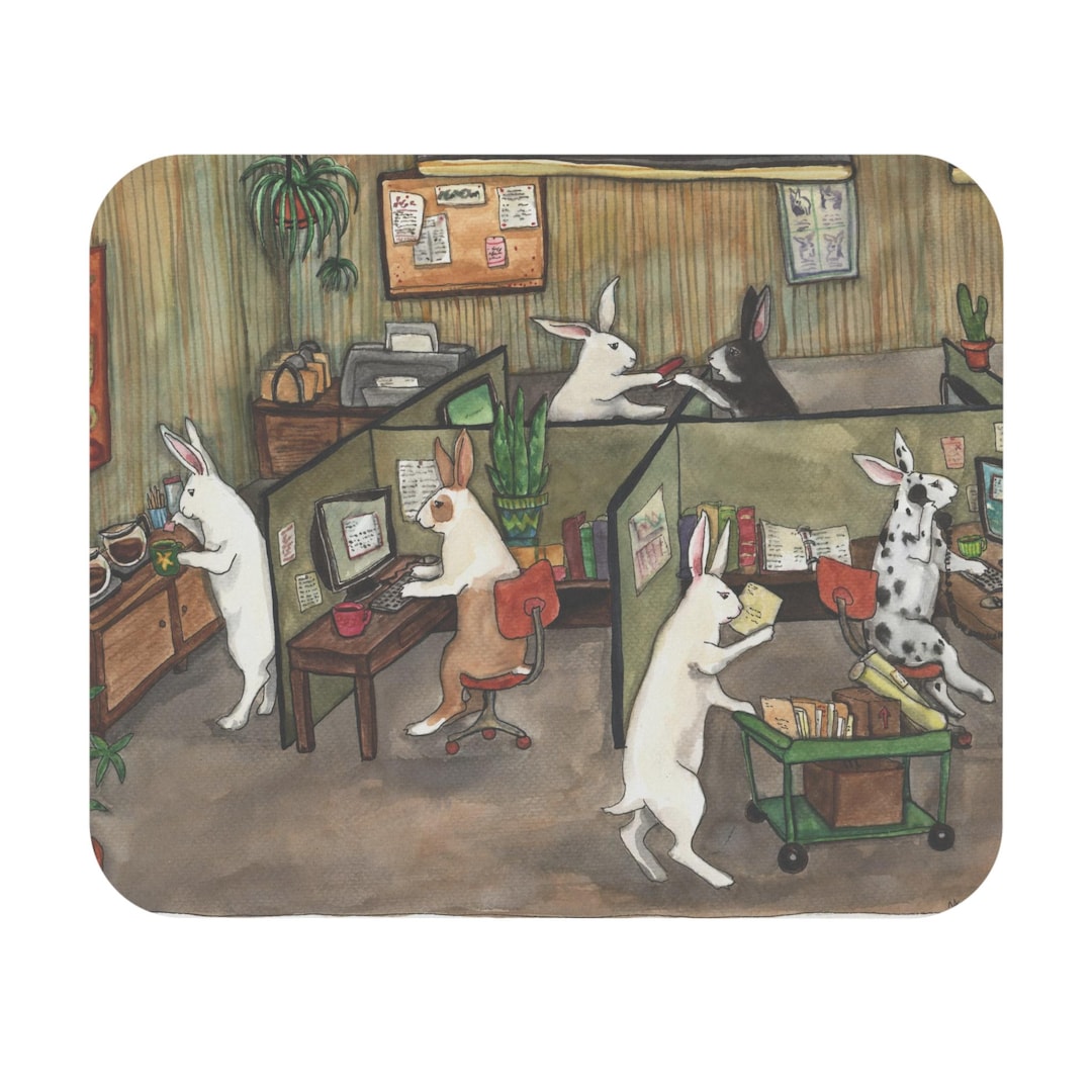 Bunnies at the Office Mouse Pad - Foam and Rubber Mouse Pad With ...