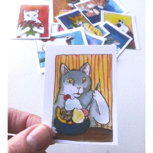 Cute Kitty Cat Sticker Sets - Assorted Cute Cat Art Stickers by Nakisha - Cats with Food, Flowers, Tabbies, Calico, Watercolor Art Stickers