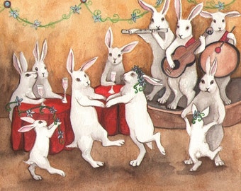 Dancing Rabbits- Limited Edition Fine Art Print - All Prints ship for FREE in the USA