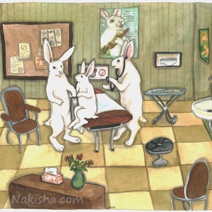 Doctor Bunny - Fine Art Rabbit Print - Cute Bunnies in a Doctor's Office, Gift for Nurse or Doctor, Children's Clinic Wall Art, Cute Kids