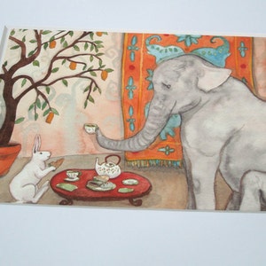Tea with Elephant Fine Art Rabbit Print image 2