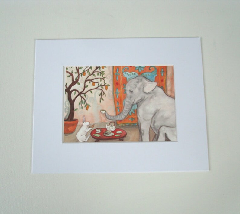 Tea with Elephant Fine Art Rabbit Print image 4