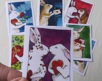 Valentine Romantic Bunny Sticker Sets - Assorted Cute Rabbit Art Stickers - Hearts, Valentines, Romantic Bunnies