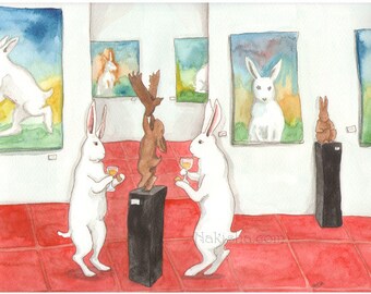 Art Gallery Opening - Fine Art Print - Rabbits