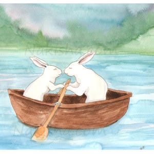 Our Rowboat - Fine Art Print From Original Watercolor Painting- Two ...