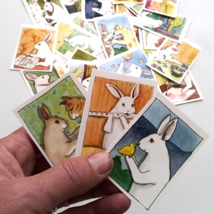 Colorful Bunny Sticker Sets - Assorted Cute Rabbit Art Stickers - With Other Animals, Working, Playing and Music