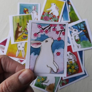 Spring and Easter Holiday Bunny Sticker Sets - Assorted Cute Rabbit Art Stickers - Easter Eggs, Flowers, Cute Rabbit Stickers, Bunny Art