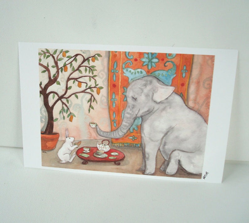 Tea with Elephant Fine Art Rabbit Print image 3