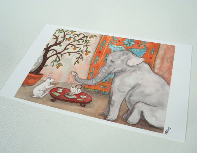 Tea with Elephant Fine Art Rabbit Print image 5