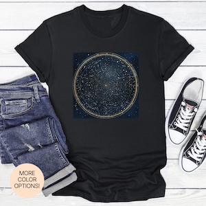 Sternbild-T-Shirt! Unisex Damen Herren T-Shirt für Erwachsene Mehrere Farben Größen Celestial Cosmic Star Map Zodiac Astronomie
