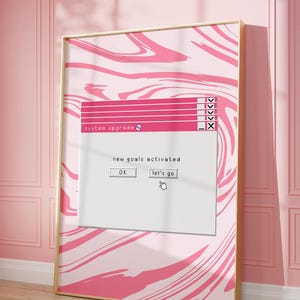 Pink Cybercore Wall Print Y2K Poster druckbare Wandkunst ästhetische Wohnung Dekor 2000er Jahre Wandkunst für Wohnheim Groovy Print, Instant Download