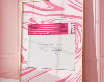 Y2K Cybercore Pink Wall Print, Dorm Aesthetic (Digital Download)