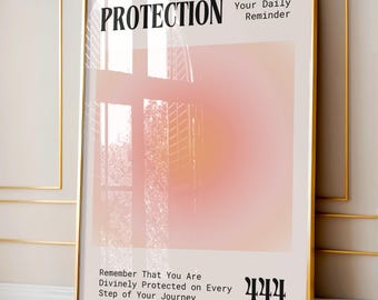 Aura-Wandbild, Engelszahlen-Wandkunst 444, Rosa Deko fürs Studentenwohnheim, Trendige Dopamin-Deko für Studentenwohnheime und Apartments | Digitaler Download