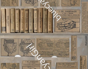 Antique First Aid Download Ephmere Vintage Scrapbook | Digital Images Collage Sheets | Printable Paper Art Journal First Aid Health Pages