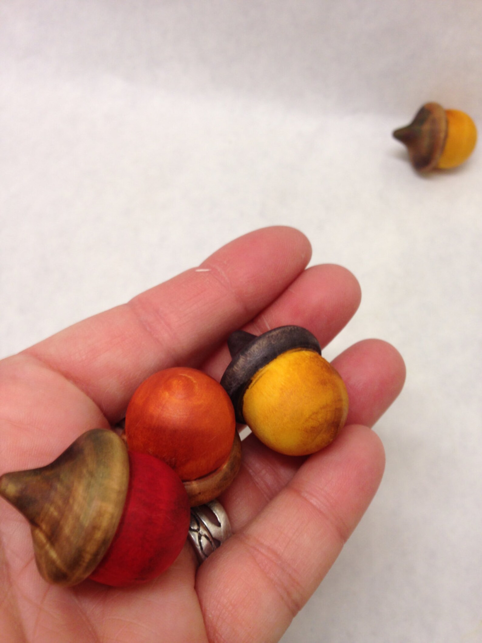 Wooden Acorn Solid Wood Acorns Color Stained Set of 3 Etsy