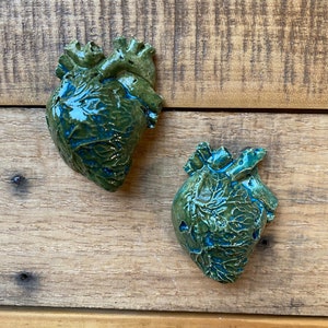 Zombie Dark Art Monster Heart - Anatomical Ceramic Green Blue Turquoise Glossy Heart - Anatomy - Macabre  Clay Heart Organ Glazed Ceramic