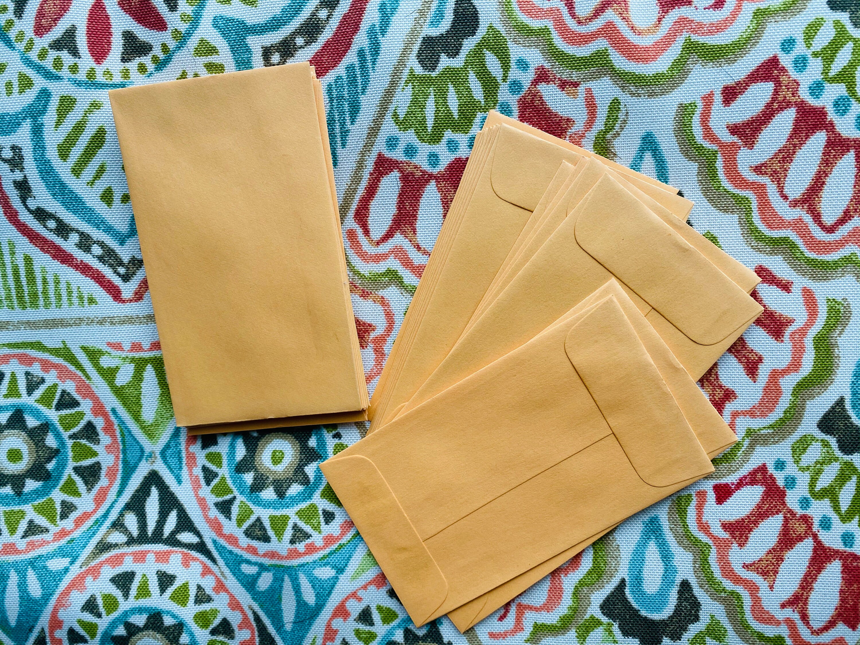 50 SMALL KRAFT COIN ENVELOPES  #3  SIZE 2.5" x 4.25"  WITH GUMMED FLAP USA made 