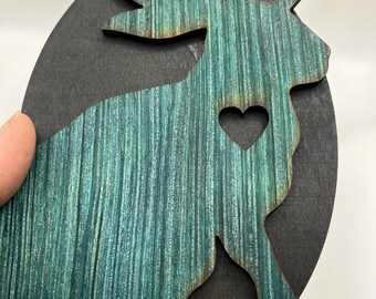 Wood Jackalope Oval Artwork Silhouette | 5x8 Cutout Wood
