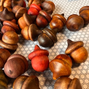 Woodland Harvest Decor | Cottage Core Decor | Handcrafted Wooden Acorn Set of 4
