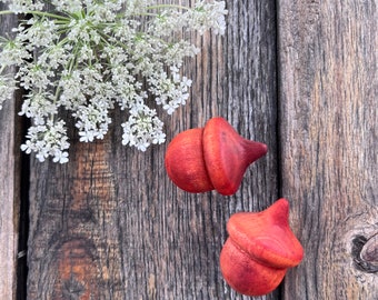 Wooden Acorns Autumn Fall Orange Earth Wood Decorations | Fall Wedding Decor | Solid Wood Acorn Set of 2