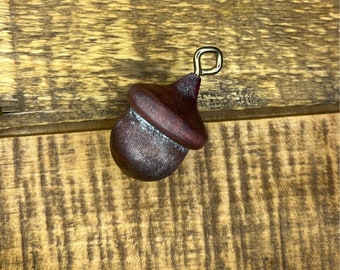 Acorn Wooden Metallic Copper Leaf - Foil Rustic Walnut Acorn Ornament - Fall Decor - Ornament Handmade