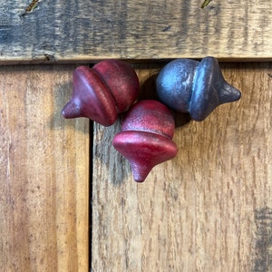 Acorns Wood Metallic Shimmer Natural Red Crimson Brown Shimmer Acorn Hand Stained Solid Wood decor set of 3 image 8