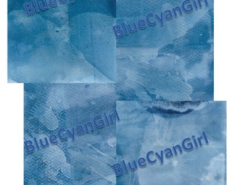 Cyanotype Water Weathered Download Rustic Backgrounds | Digital Images PDF Collage Sheets | Blue Printable Paper Art Journal Blue Art Pages