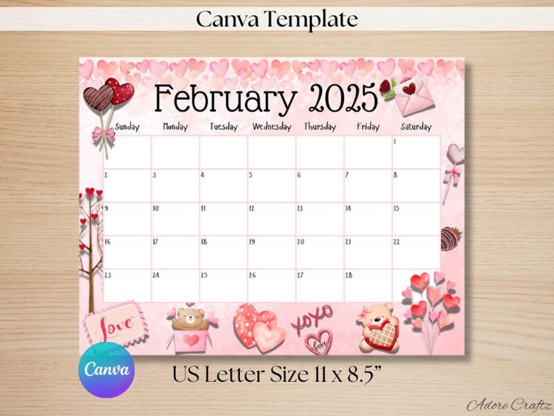 Editable and Printable February 2025 Calendar, Kids Schedule, School