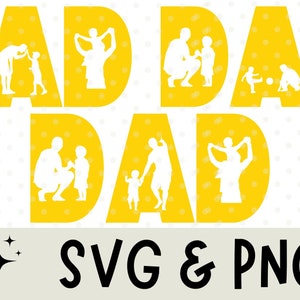 Papá SVG, Día del padre SVG, Niño papá svg, Papá png, Archivo de corte de papá, Padre svg, Esquema de papá, Papá dxf, Silueta, Cricut, Png, Svg