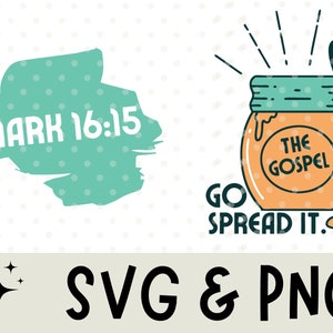 Retro Christian PNG SVG Diffondi il Vangelo Download digitale istantaneo Regali religiosi religiosi PNG Svg Bibbia Versetto Camicia Fede Clip Art