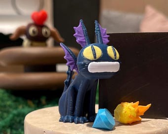 FFXIV Gimme Cat Interactive Desk Figurine, FF14 M6S Savage Art Toy, FF9 Inspired, 3D Printed Cute Black Cat Minion, Ideal Gamer Girl Gift
