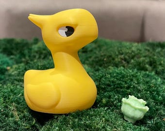 Decorative Yellow Chocobo Faux Rubber Ducky Figurine, Final Fantasy Interactive Desk Decoration, NOT-actual-rubber,
