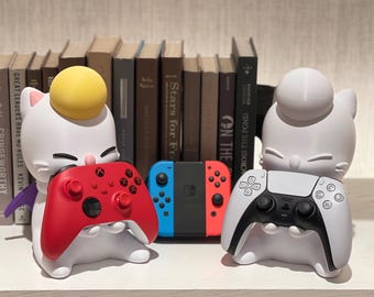 New + Improved Magnificent Moogle headphone controller stand, Final Fantasy headset holder, FFXIV gamer gift, game room & moguri desk decor