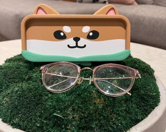 FFXIV Mameshiba eye glasses tray, Cute FF14 3D printed shiba valet catch-all, cozy gamer desk accessories and decor, gamer eyewear holder