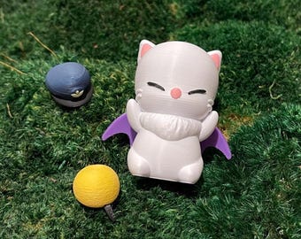 FFXIV Delivery Moogle+ Interactive Desk Figurine, FF14 Art Toy, Customizable Final Fantasy themed 3D Printed Mail Mog Minion, unique gift