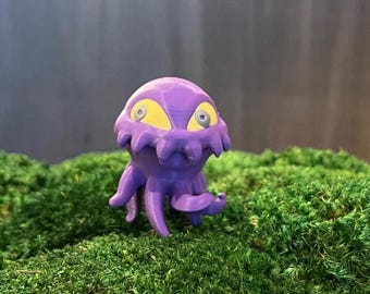 FFXIV 3D Printed Ultros Minion fanart, Final Fantasy VI inspired, cute purple octopus interactive art toy