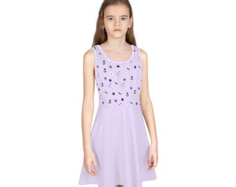 Robe d'été sans manches fille lilas Robe de fille d'honneur bouquetière Robe d'été bébé fillette mauve Fleurs lilas Robe d'été bébé fillette fleurs mauves