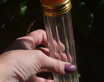 Antique Glass Vanity Bottle with Guilloché Enamel Monogrammed Cap