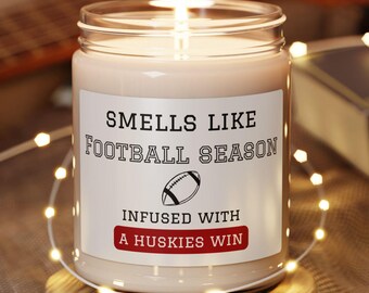 Hewitt-Trussville Huskies Soy Candle: Football Game Day Decor