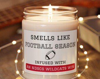 NDSCS Football Gift, Soy Wax Candle, 9oz, Wildcats Football, New Grad Gift, NDSCS Wildcats Football, Alumni, Parents, Wahpeton, North Dakota