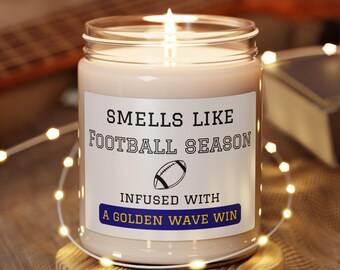 Tupelo High School Football Scented Soy Candle, Game Day Spirit, Tupelo Golden Wave, Mississippi High School Football, Golden Wave Football