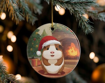 Guinea Pig Christmas Ornament: Ceramic Holiday Decoration