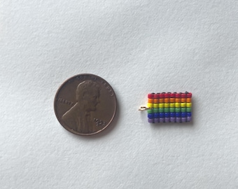 Handmade Custom Pride Flag Charm, Handsewn, Beaded Charm, Pride, LGBTQ, Phone Charm Jewelry, Pride Month Jewelry, Keychain Accessory